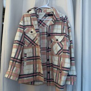 Pink + Tan Plaid Shacket